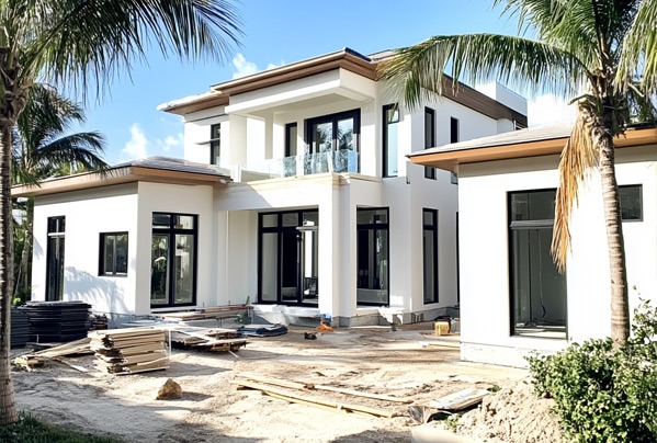 Photo of a custom-built home under construction