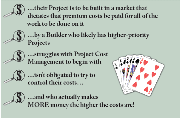 Playing cards with the potential dangers faced by homeowners in bullet points.